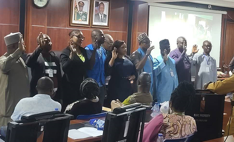 A cross-section of newly sworn-in National Executive Members of the society